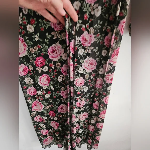 Wearever Women's Long Black Floral Bathing Suit Cover Up Size XL - Picture 5 of 7